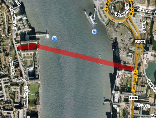 Proposed tunnel between Rotherhithe and Canary Wharf
