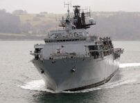 Big Royal Navy Warship visiting Greenwich this week