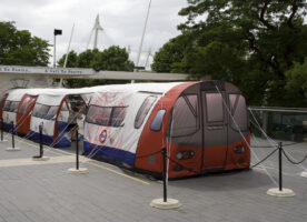 A new type of tube train is shown off at the South Bank