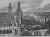 A drawing of Parliament from the Victoria Tower made in 1860