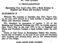 40th anniversary of New Year’s Day as a Bank Holiday