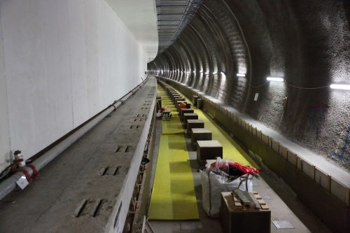 Floating track slab frames installed beneath Soho