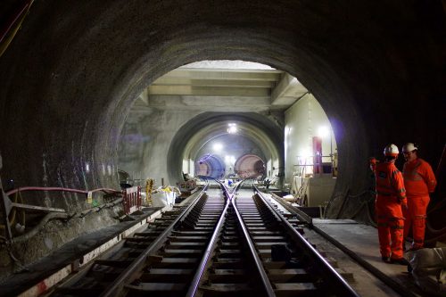 Permanent track installed through Stepney Green shaft