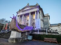 Giant glowing slugs outside the Tate Britain