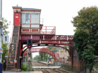 An exhibition of railway footbridges at Waterloo Station
