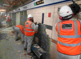 British Rail era decorations being removed from Northern City line platforms