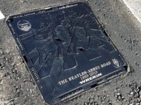 Beatles themed manhole cover for Abbey Road