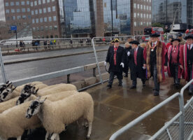Freemen take sheep across London Bridge