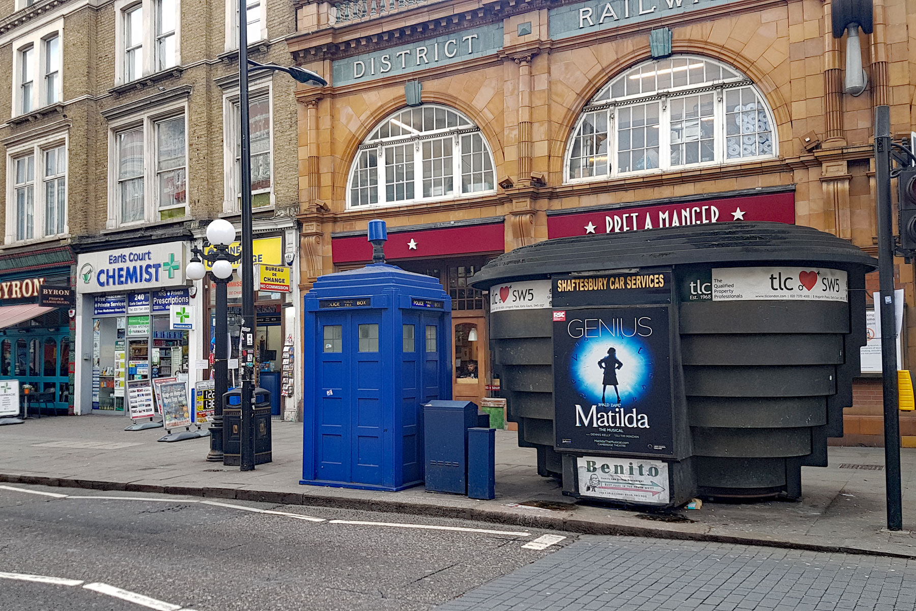 Earls Court Police Box. London Police Box. Blue Police Box. Tardis bigger than outside.