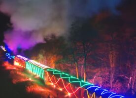 A train covered in Christmas Lights is coming to Epping
