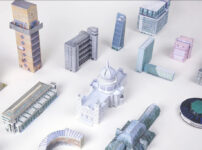 Cardboard models of London buildings