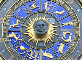 An astrological clock with Winston Churchill’s face in it