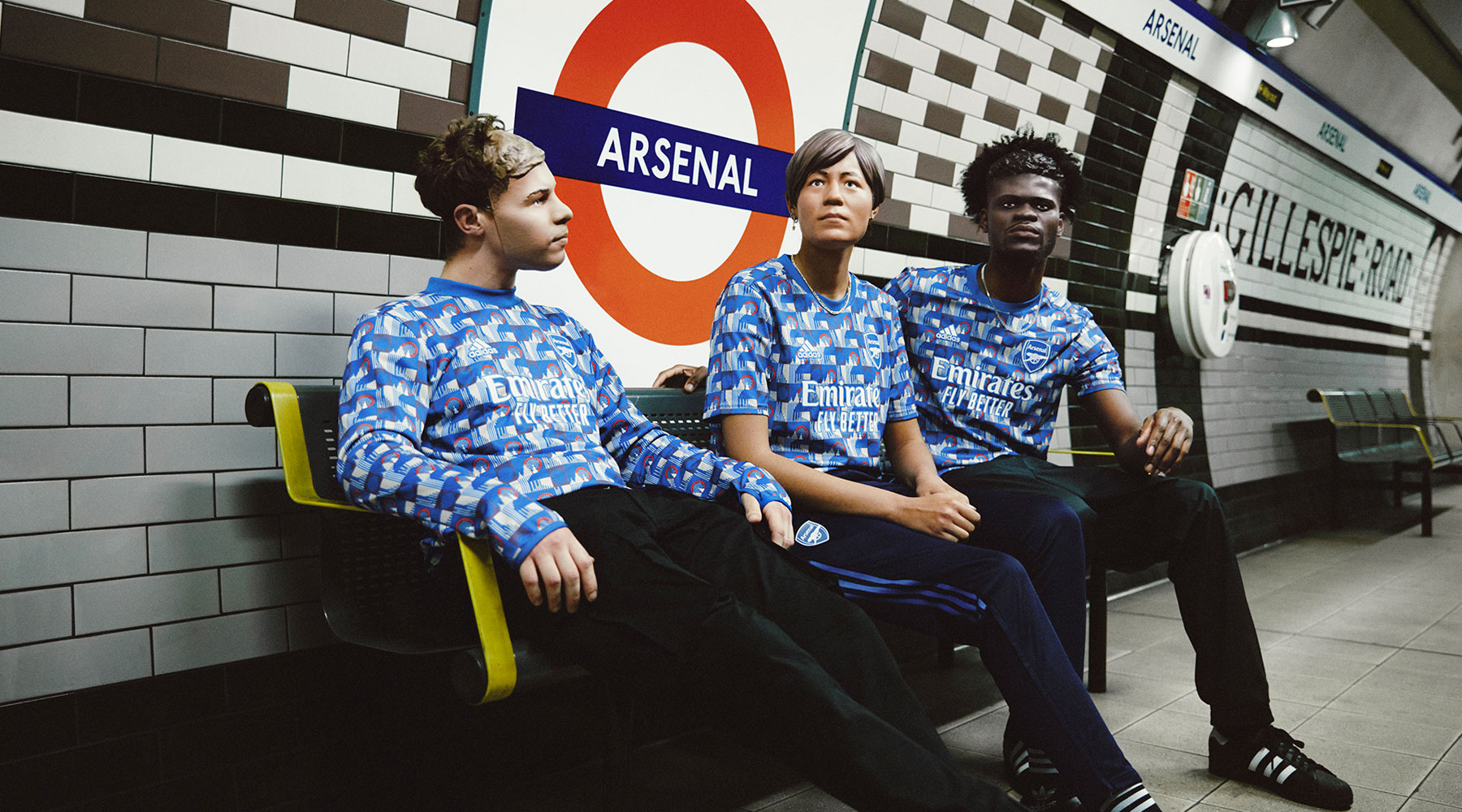 Piccadilly line moquette clothing from adidas and Arsenal