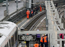 Passengers evacuated from an Elizabeth line train in test operation