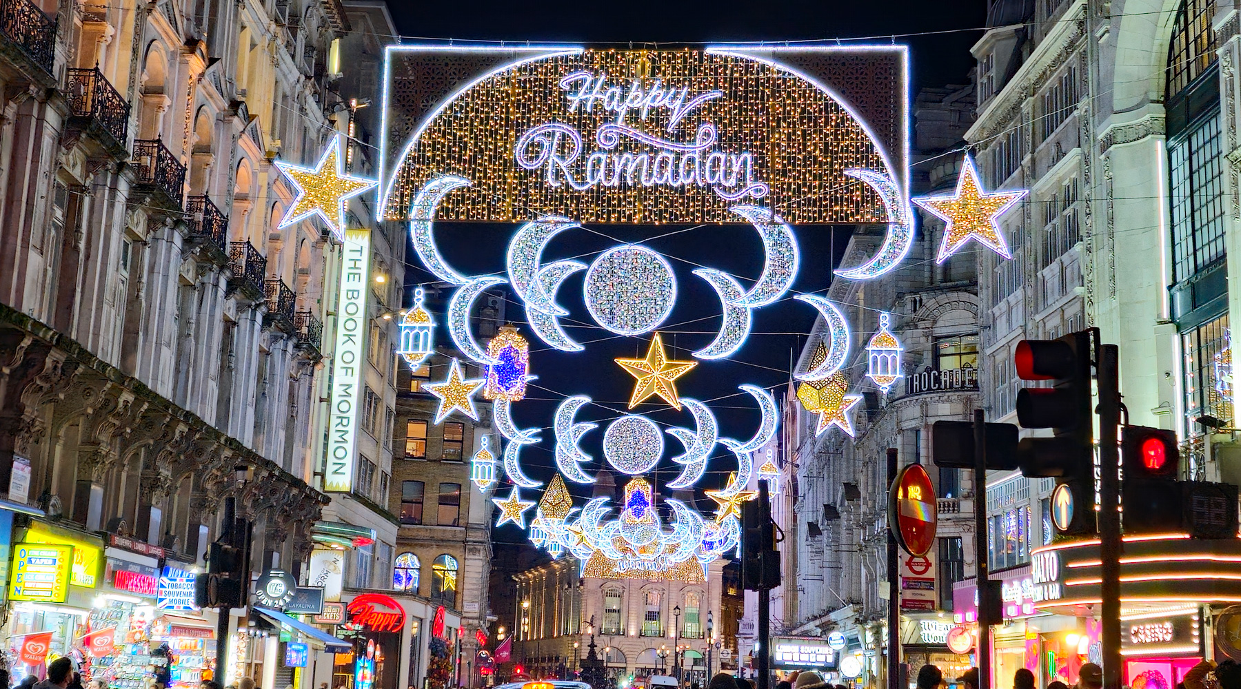 Ramadan Lights switched on near Leicester Square