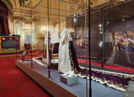 Coronation robes go on public display in Buckingham Palace