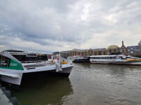 Battery powered Thames Clipper boats arriving in London