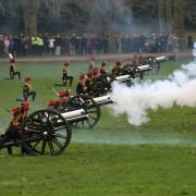 Gun salutes in  Hyde Park and Tower of London